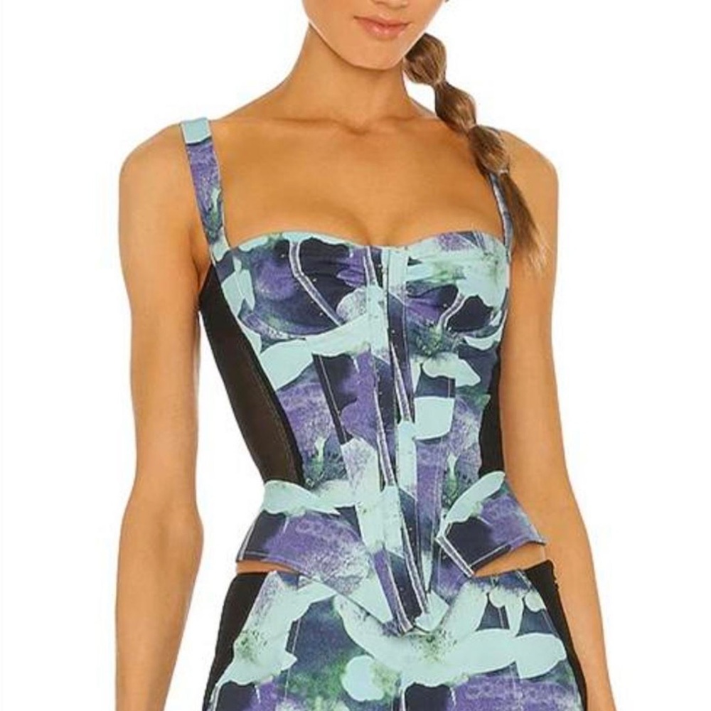 Miaou Deville Corset in Azul Blue and Black XS
